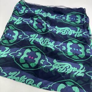 hale bob spell out logo green blue 100% silk scarf